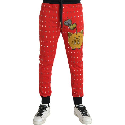 Dolce & Gabbana Red Year Of The Pig Jogger Sweatpants Pants red-year-of-the-pig-jogger-sweatpants-pants