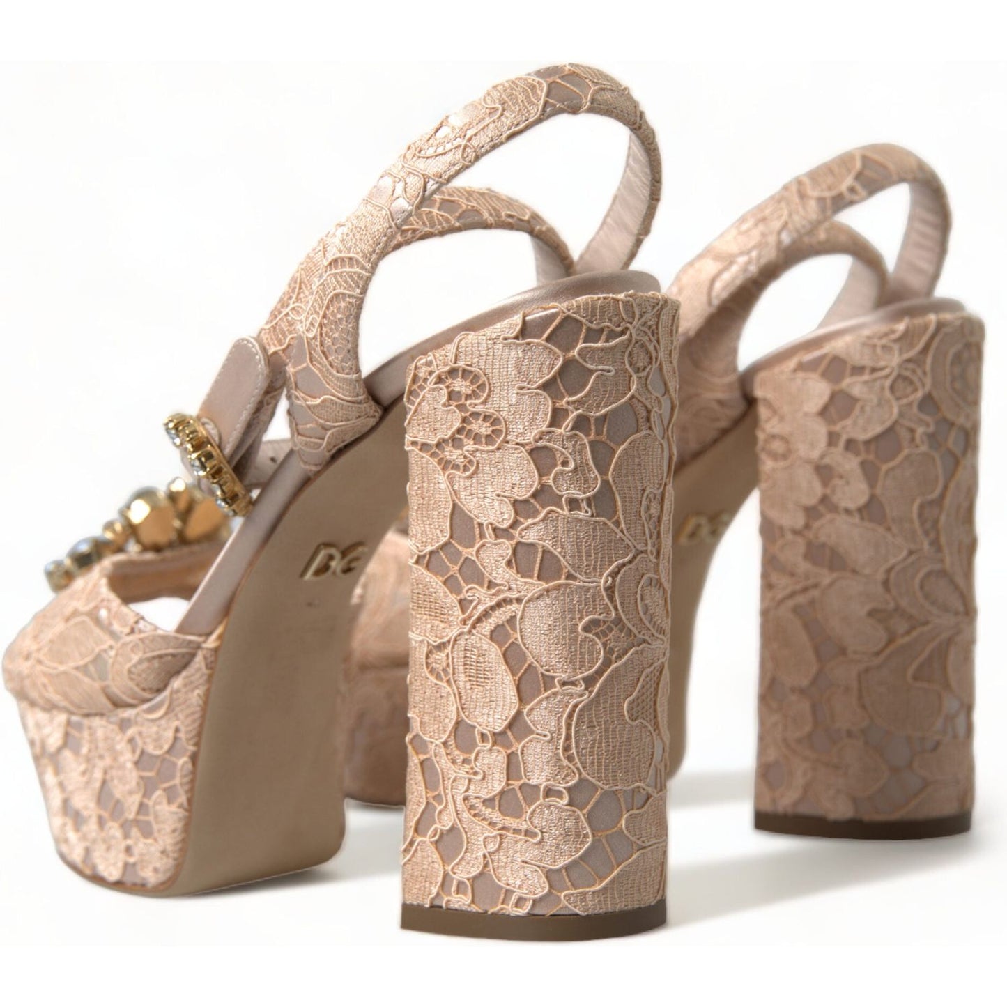 Dolce & Gabbana Chic Light Pink Platform Heels with Lace Detail pink-lace-taormina-platform-sandals-shoes-1