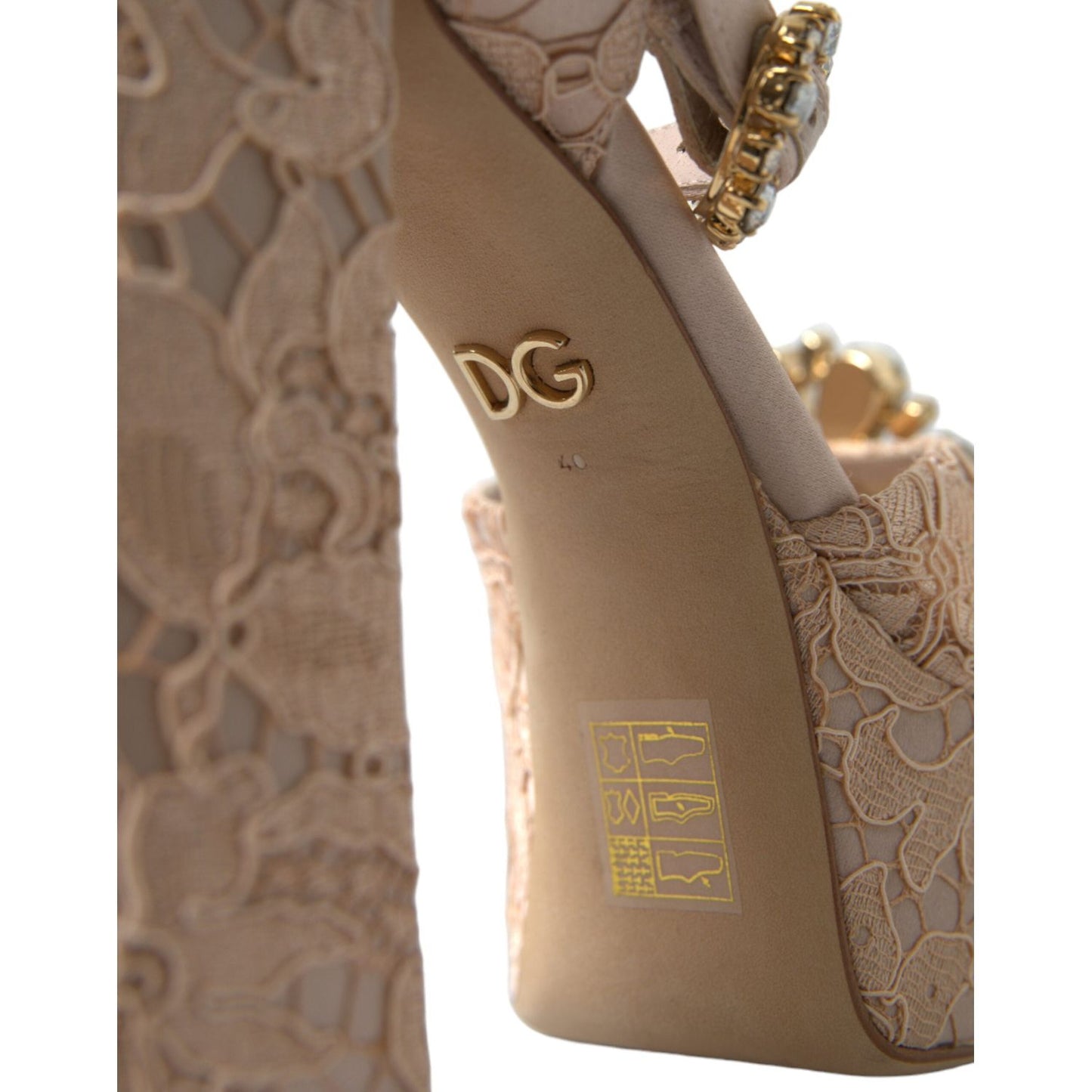 Dolce & Gabbana Chic Light Pink Platform Heels with Lace Detail pink-lace-taormina-platform-sandals-shoes-1