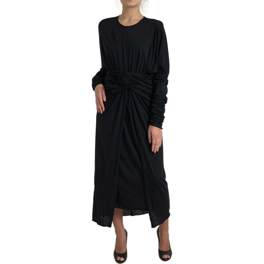 Dolce & GabbanaElegant Black Wool Wrap DressMcRichard Designer Brands£1189.00