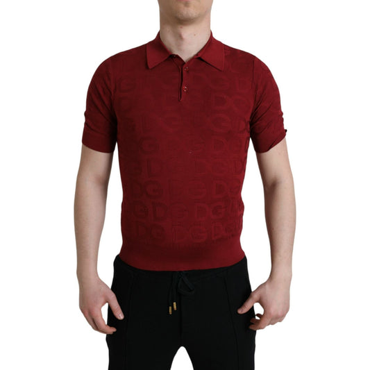 Dolce & Gabbana Elegant Silk Maroon Polo T-Shirt maroon-collared-short-sleeve-silk-t-shirt-1