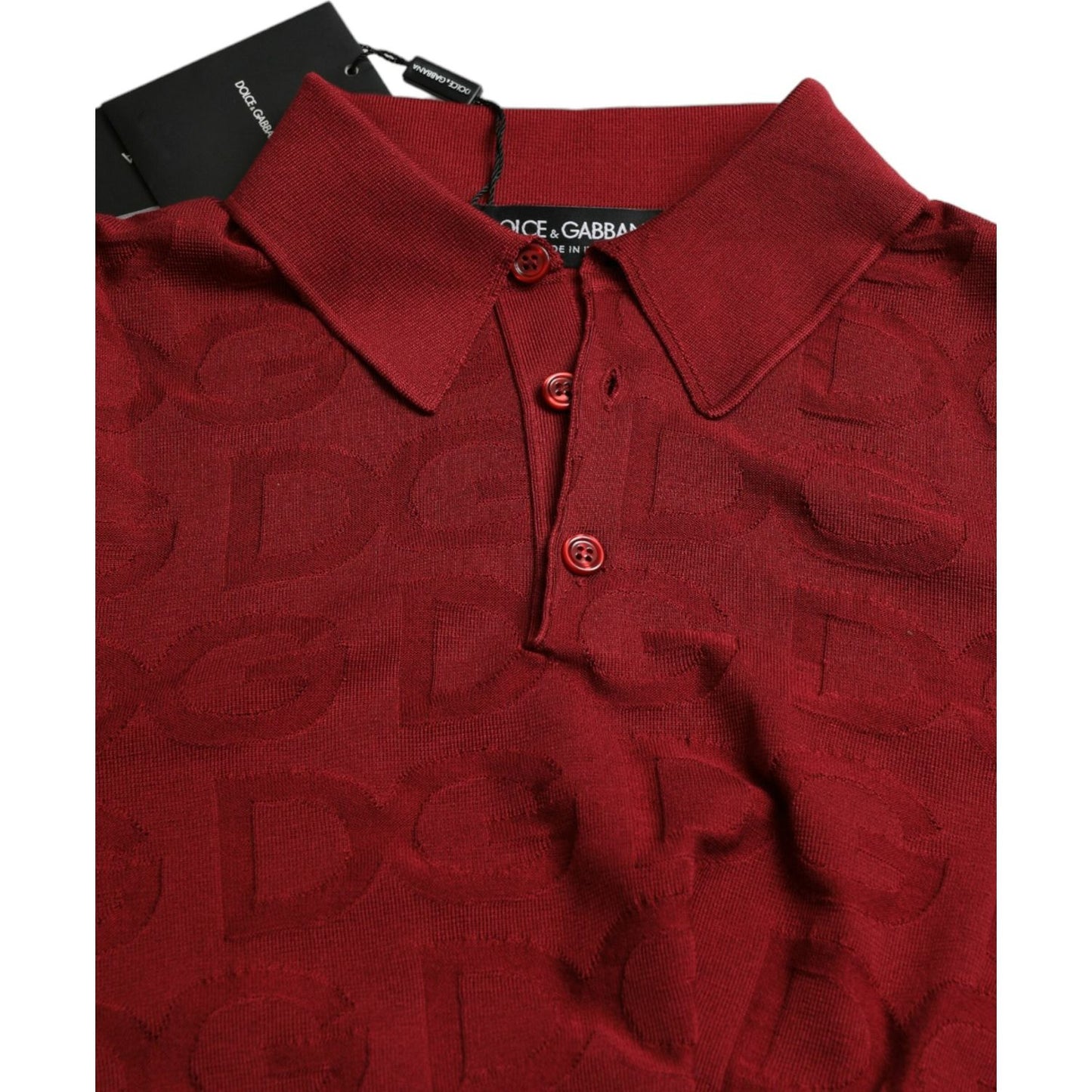 Dolce & Gabbana Elegant Silk Maroon Polo T-Shirt maroon-collared-short-sleeve-silk-t-shirt-1
