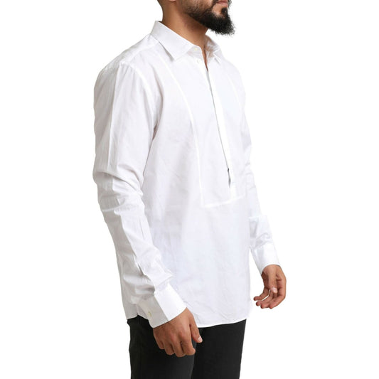 Dolce & Gabbana Elegant White Cotton Dress Shirt white-formal-cotton-tuxedo-men-dress-shirt
