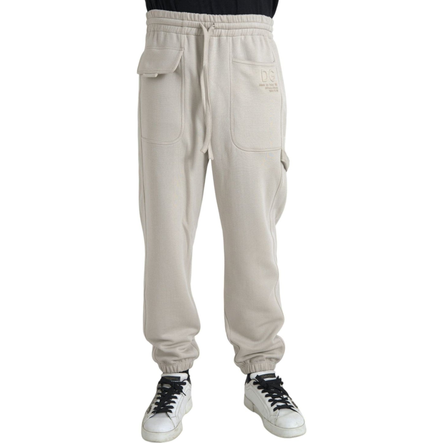 Dolce & Gabbana Off White Viscose Cargo Jogger Sweatpants Pants off-white-viscose-cargo-jogger-sweatpants-pants
