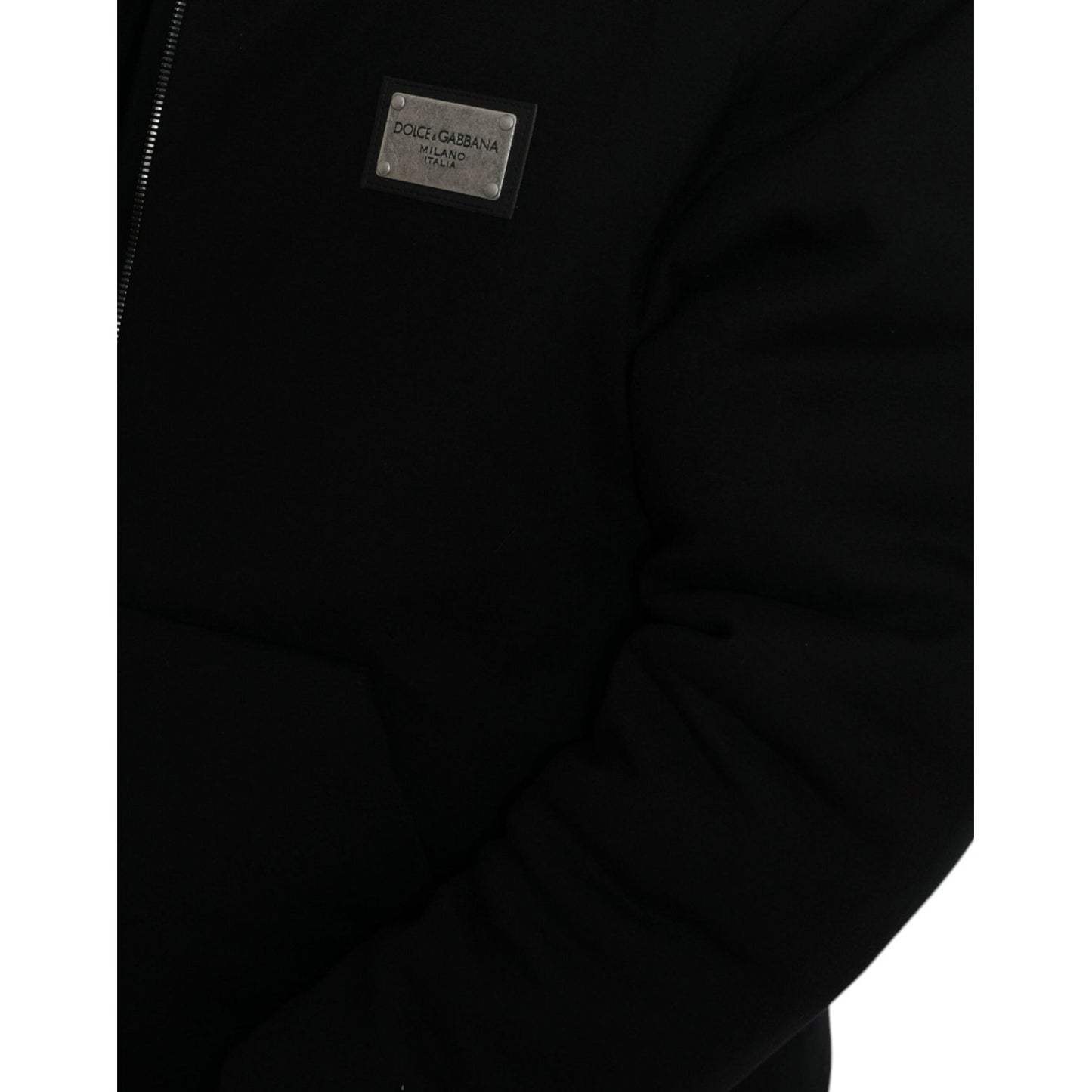 Dolce & Gabbana Elegant Black Bomber Jacket with Hood black-cotton-hooded-logo-bomber-jacket