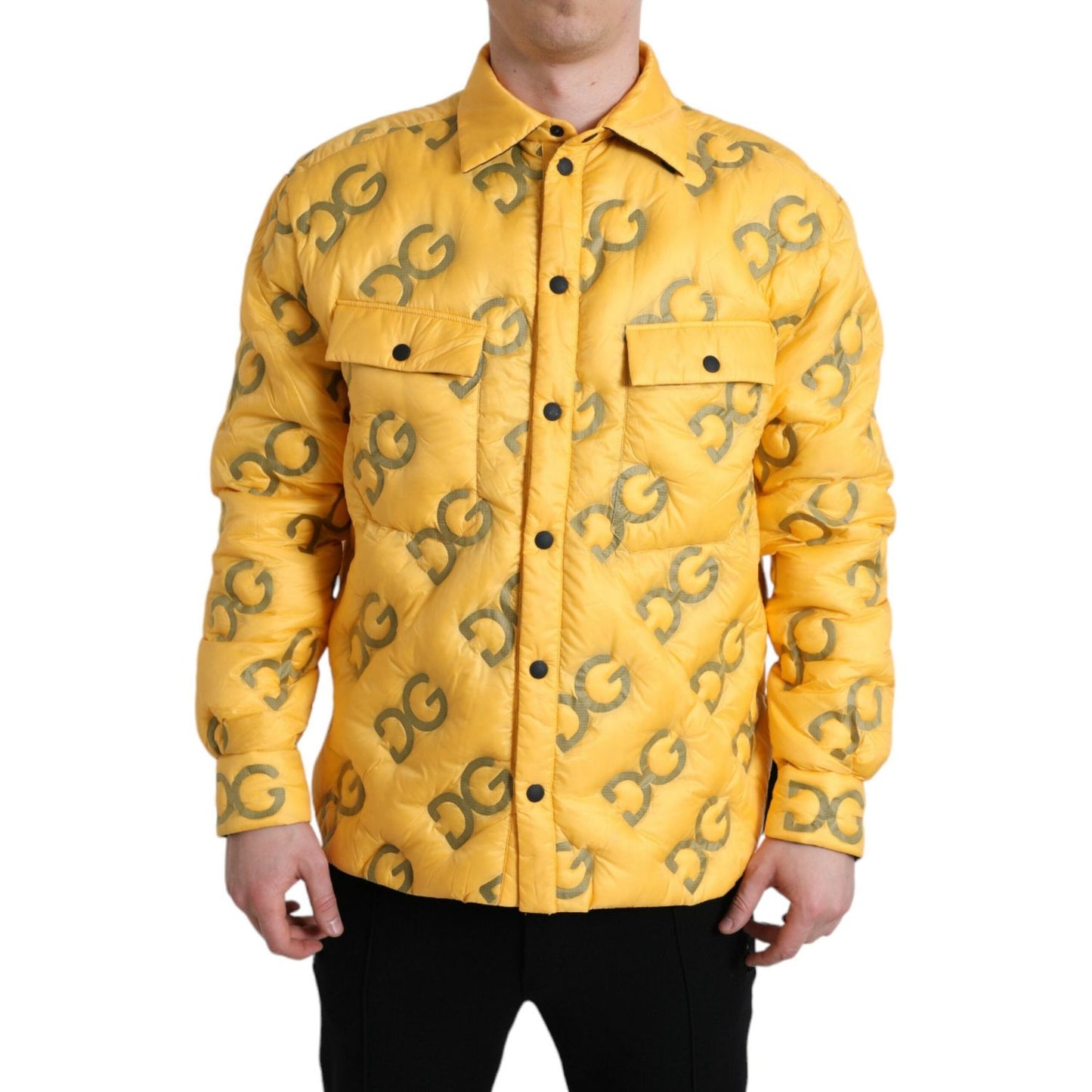 Dolce & Gabbana Elegant Yellow Padded Blouson Jacket yellow-logo-padded-buttoned-blouson-jacket