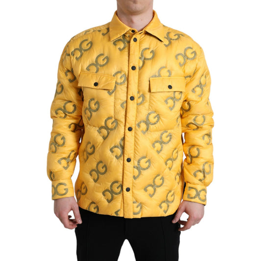 Dolce & Gabbana | Yellow Logo Padded Buttoned Blouson Jacket| McRichard Designer Brands   