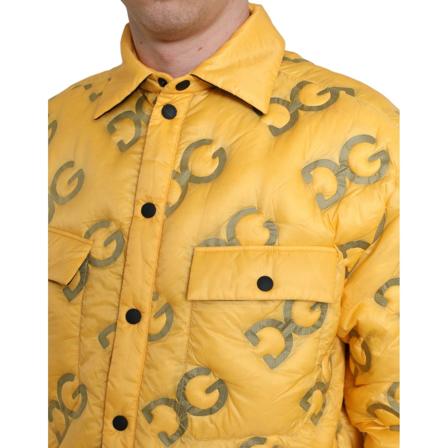 Dolce & Gabbana Elegant Yellow Padded Blouson Jacket yellow-logo-padded-buttoned-blouson-jacket