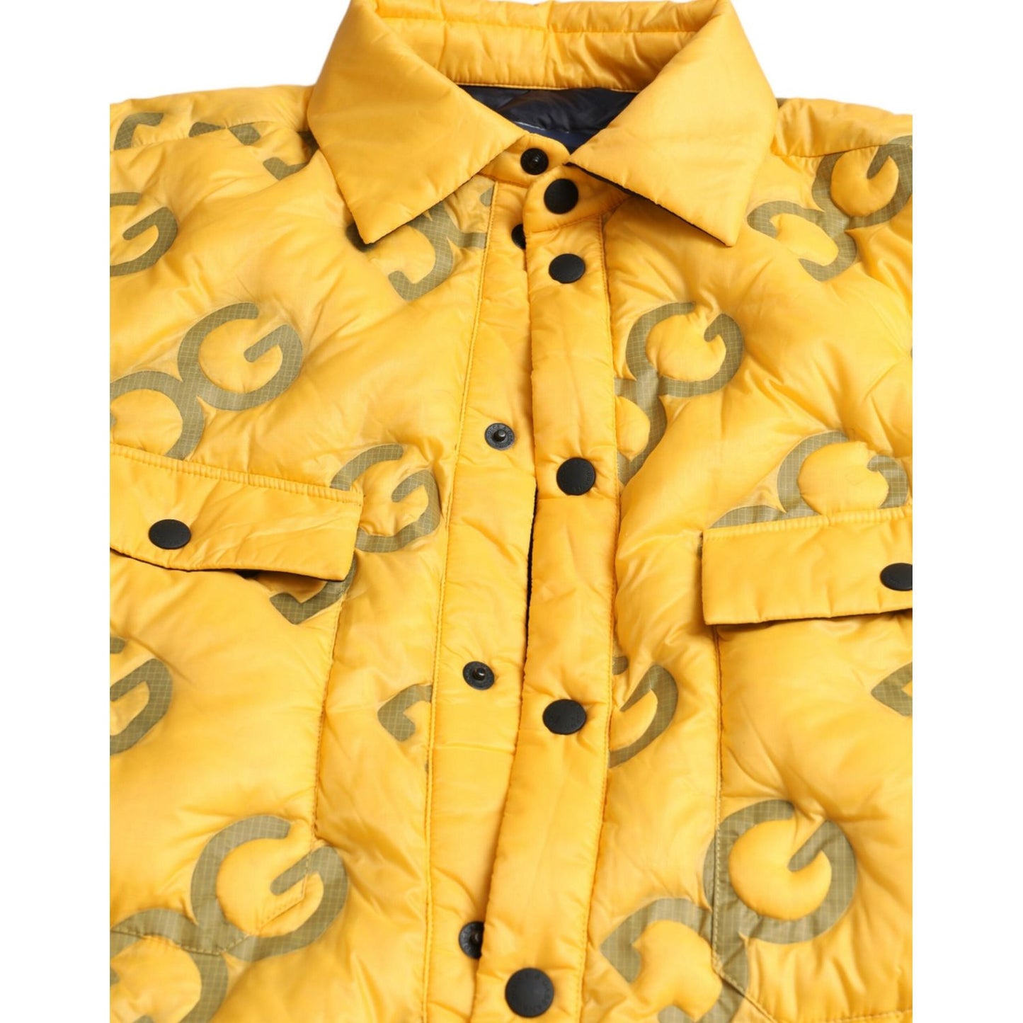 Dolce & Gabbana | Yellow Logo Padded Buttoned Blouson Jacket| McRichard Designer Brands   