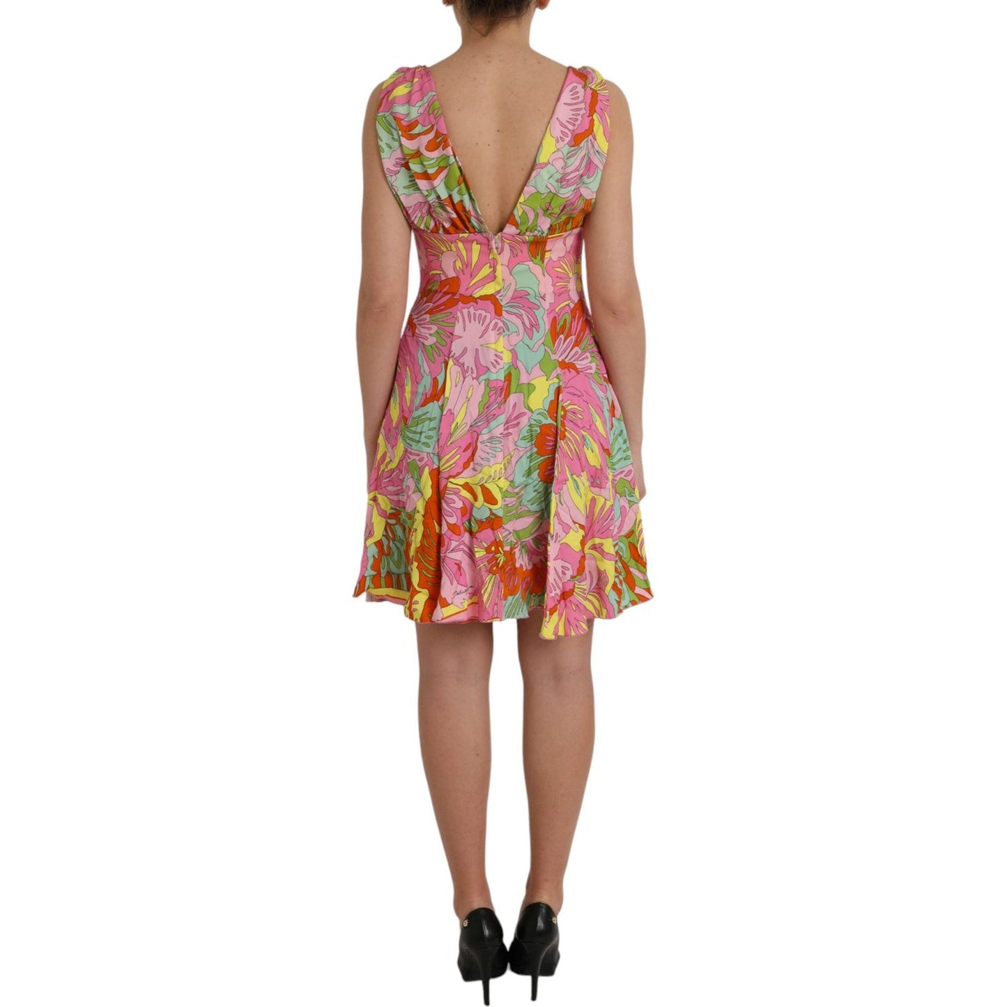 Dolce & Gabbana Multicolor Floral Silk Flared Mini Dress multicolor-floral-silk-flared-mini-dress