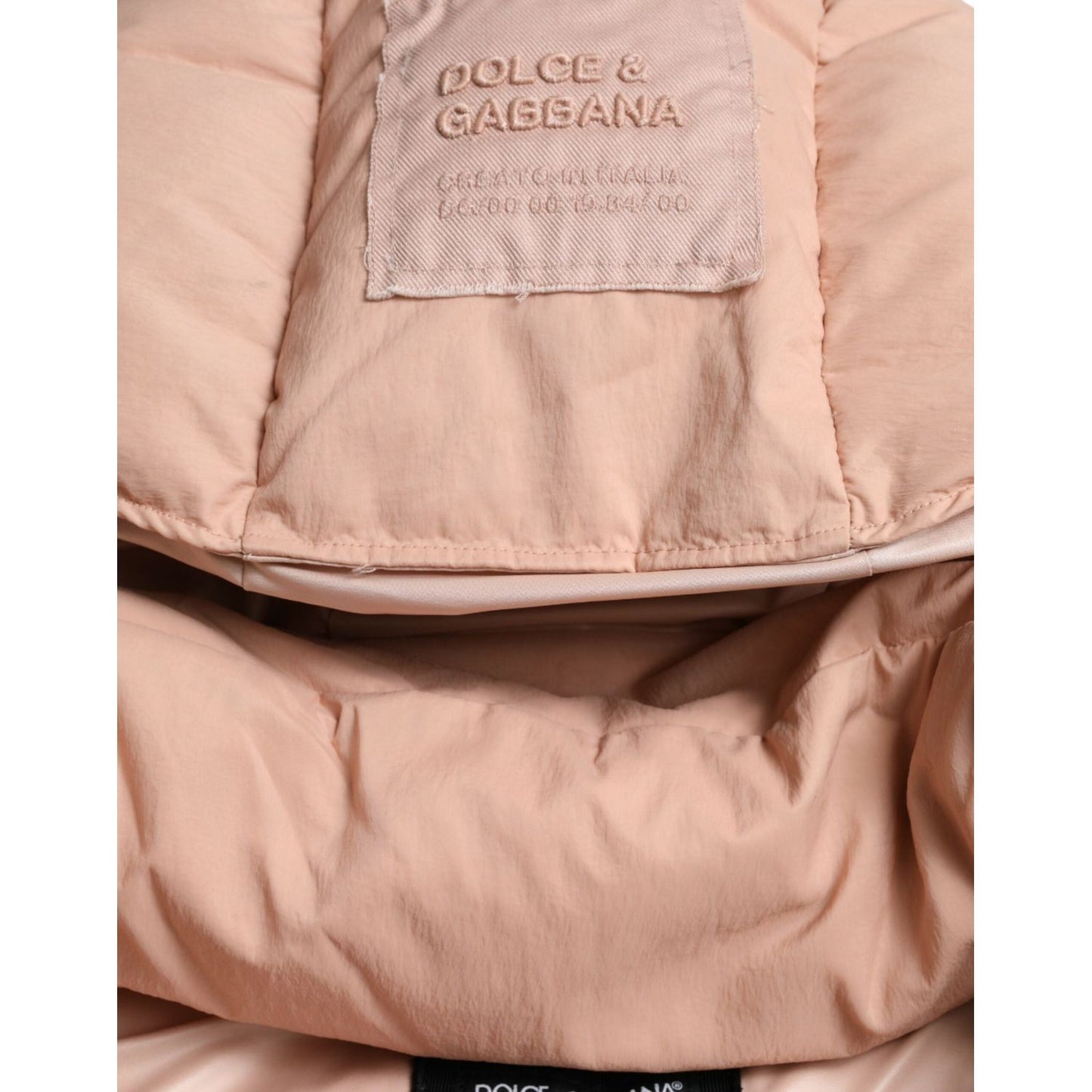 Dolce & Gabbana Chic Coral Hooded Puffer Jacket peach-polyester-hooded-puffer-winter-jacket