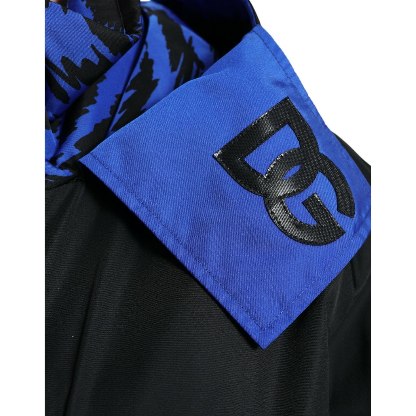 Dolce & Gabbana Reversible Nylon Windbreaker With Hood black-blue-hooded-windbreaker-coat-jacket