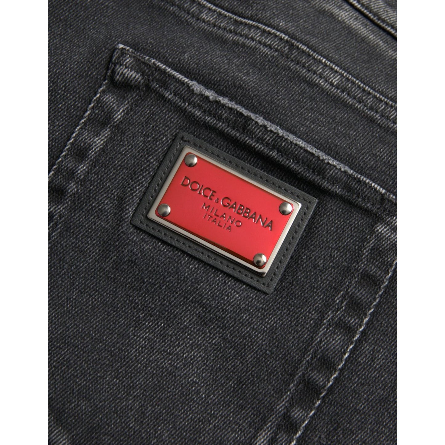 Dolce & Gabbana Gray Cotton Stretch Skinny Denim Logo Jeans gray-cotton-stretch-skinny-denim-logo-jeans