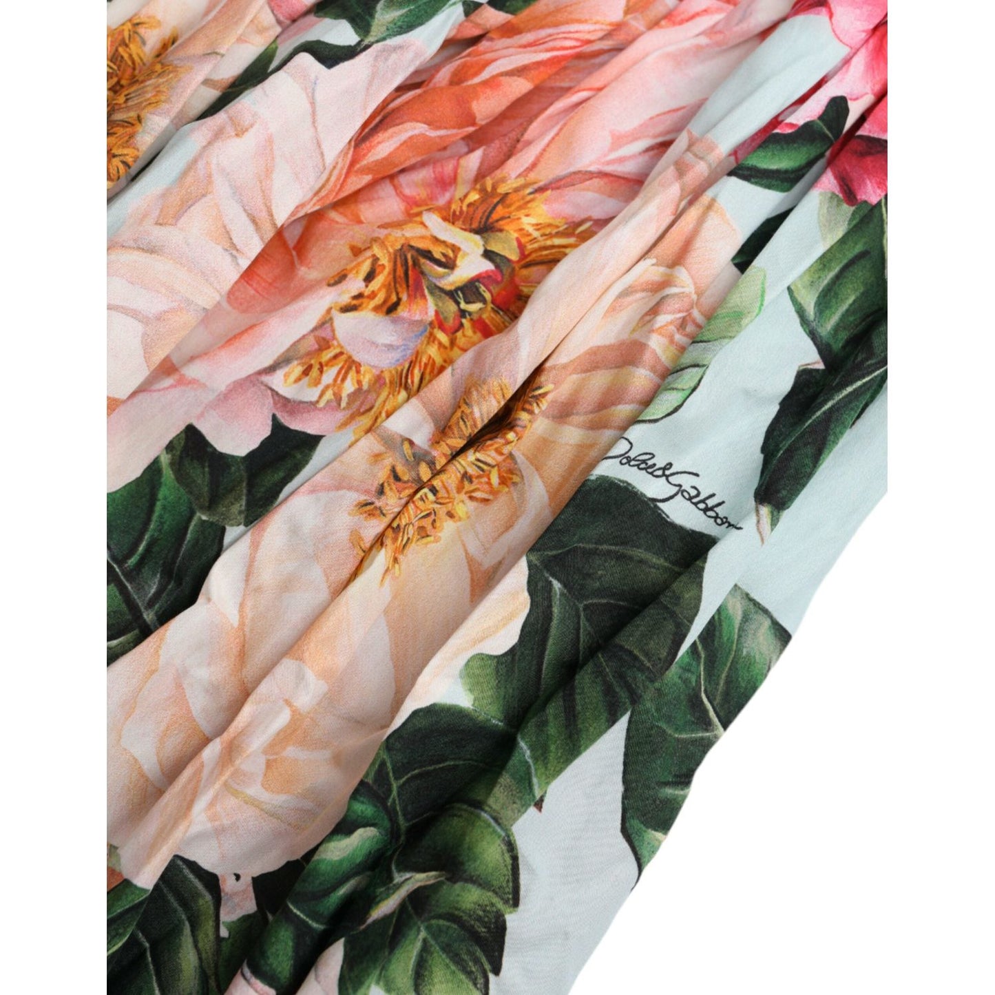 Dolce & Gabbana Multicolor Floral CottonAline Pleated Dress multicolor-floral-cottonaline-pleated-dress
