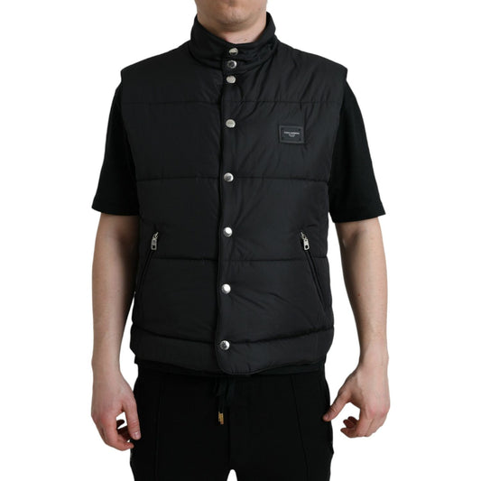 Dolce & Gabbana | Sleek Black High-Neck Vest Jacket| McRichard Designer Brands   
