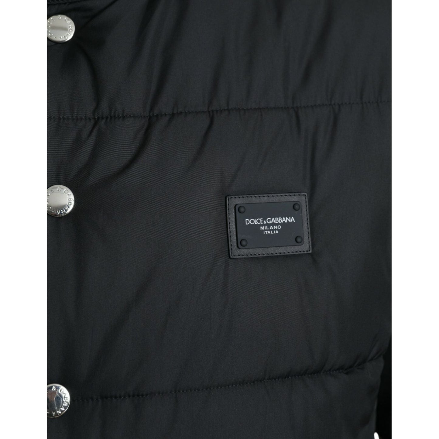 Dolce & Gabbana Sleek Black High-Neck Vest Jacket black-polyester-padded-vest-logo-jacket