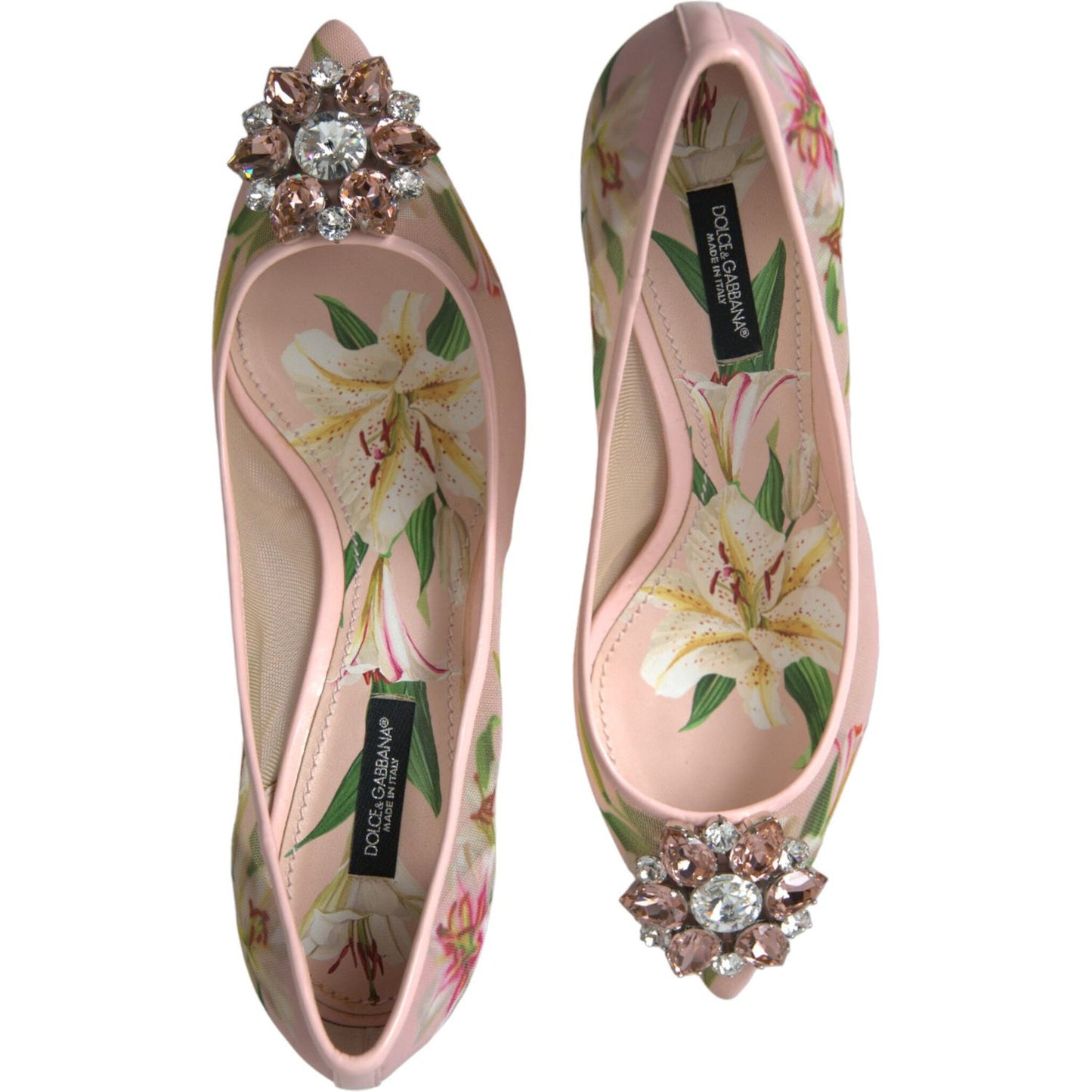 Dolce & Gabbana Elegant Pink Floral Crystal Pumps pink-floral-crystal-heels-pumps-shoes