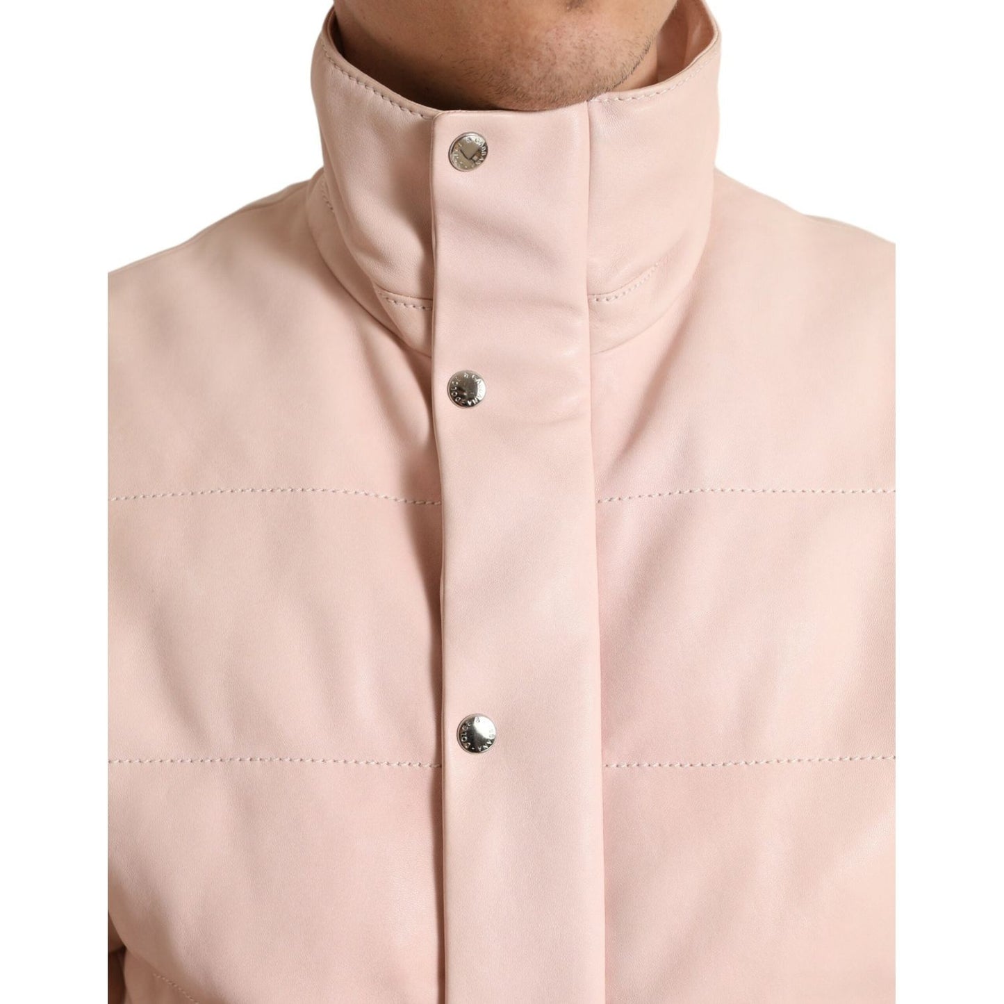 Dolce & Gabbana Chic Pink Puffer Jacket with Sleek Design pink-nylon-men-turtle-neck-puffer-jacket
