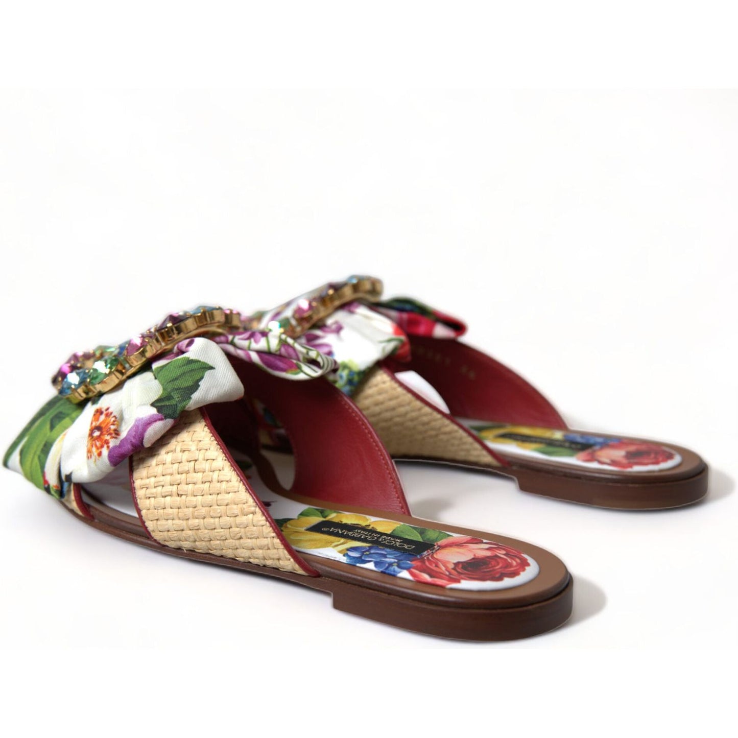 Dolce & Gabbana Exquisite Floral Print Flat Sandals multicolor-floral-flats-crystal-sandals-shoes