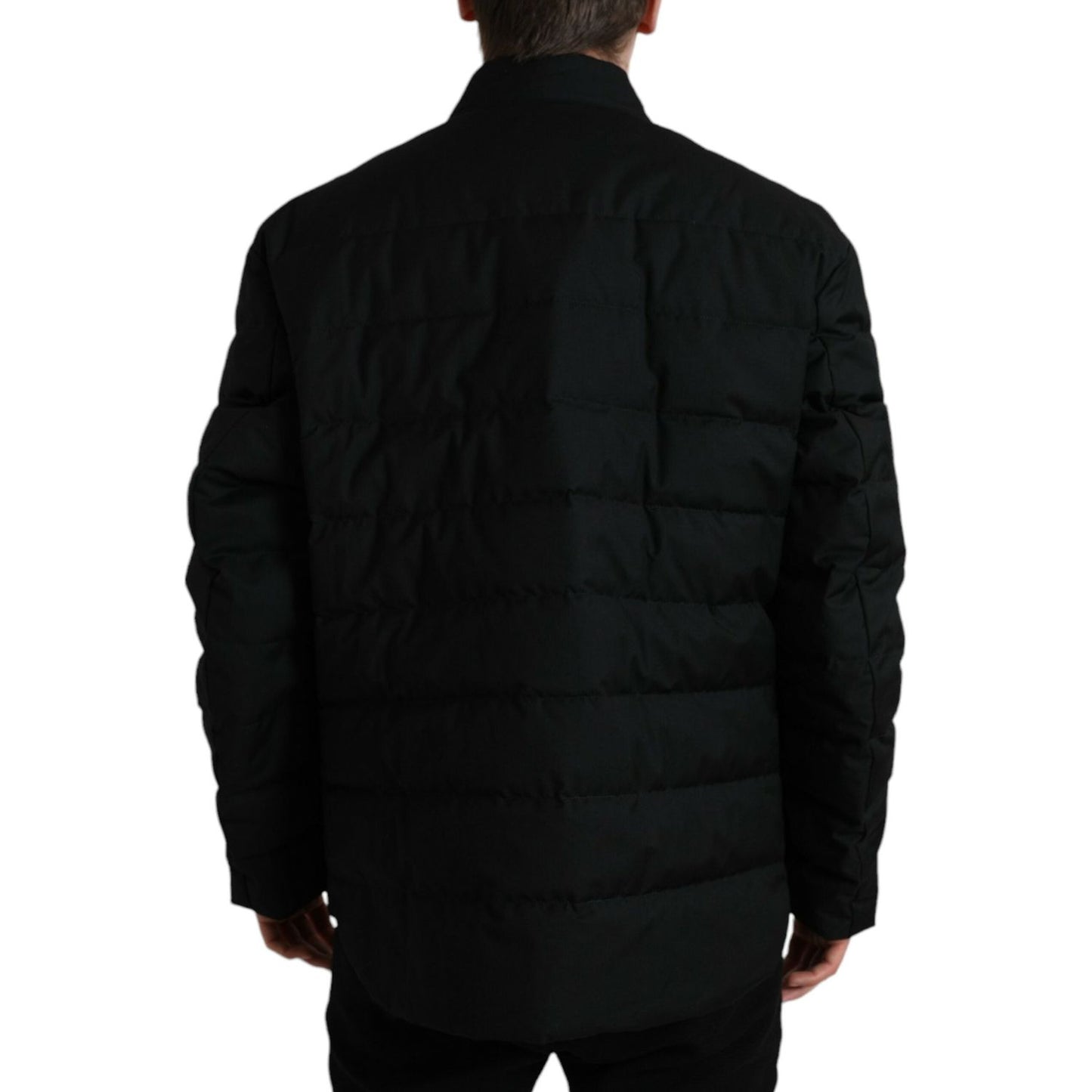 Dolce & Gabbana Elegant Black Padded Parka Jacket black-polyester-collared-padded-logo-jacket