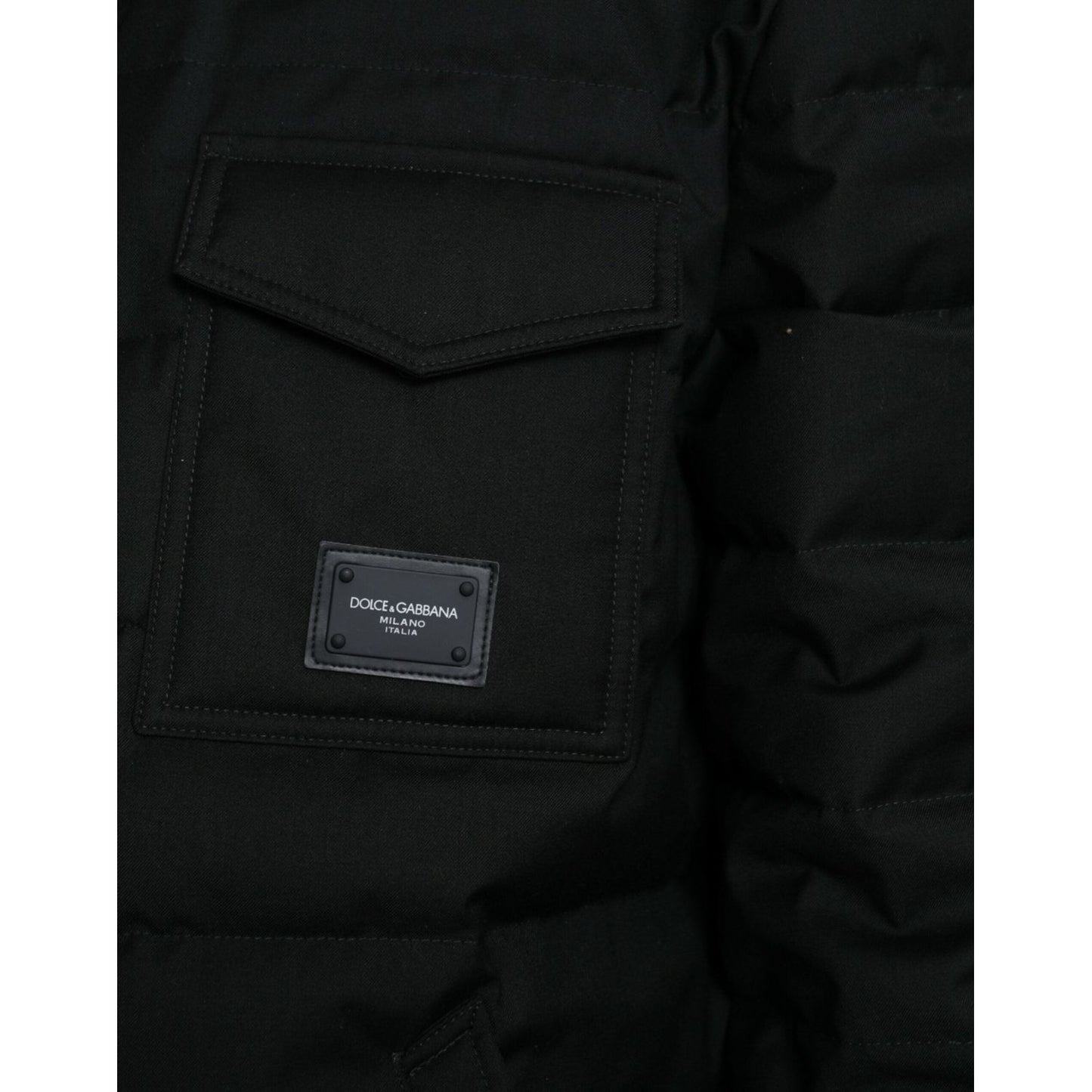 Dolce & Gabbana Elegant Black Padded Parka Jacket black-polyester-collared-padded-logo-jacket