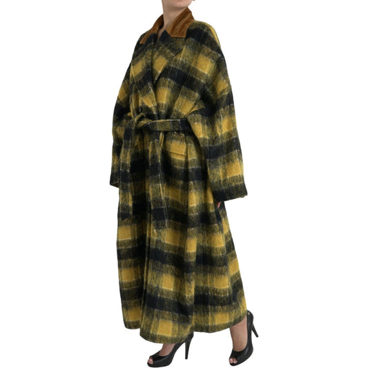 Dolce & GabbanaChic Checkered Long Trench Coat in Sunny YellowMcRichard Designer Brands£2109.00