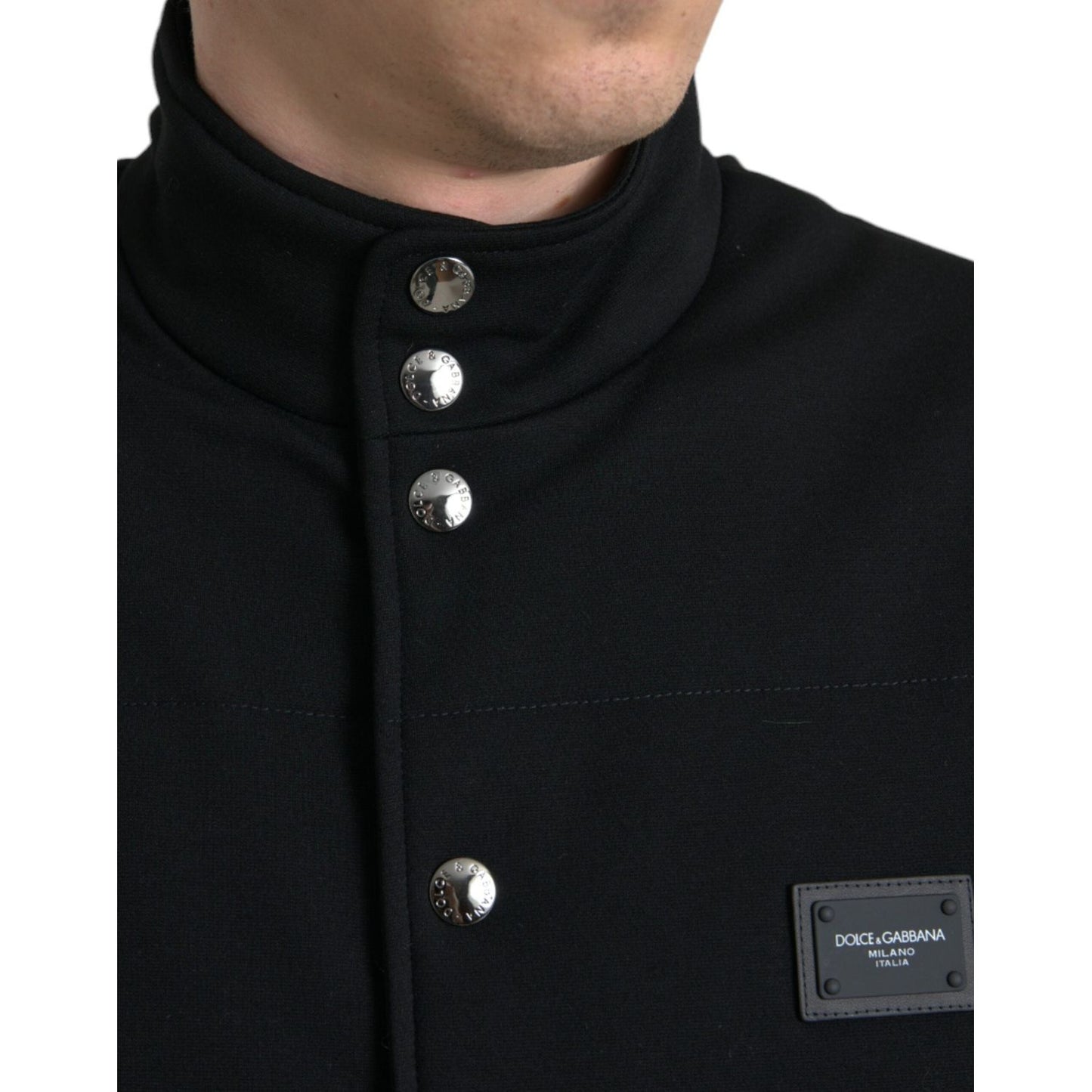 Dolce & Gabbana Elegant Black Sleeveless Vest Jacket black-rayon-buttoned-vest-logo-jacket