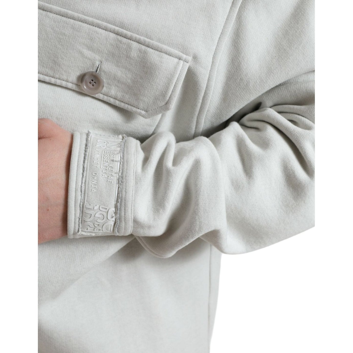 Dolce & Gabbana Elegant Floral Back Cotton Jacket grey-cotton-button-down-collared-coat-jacket