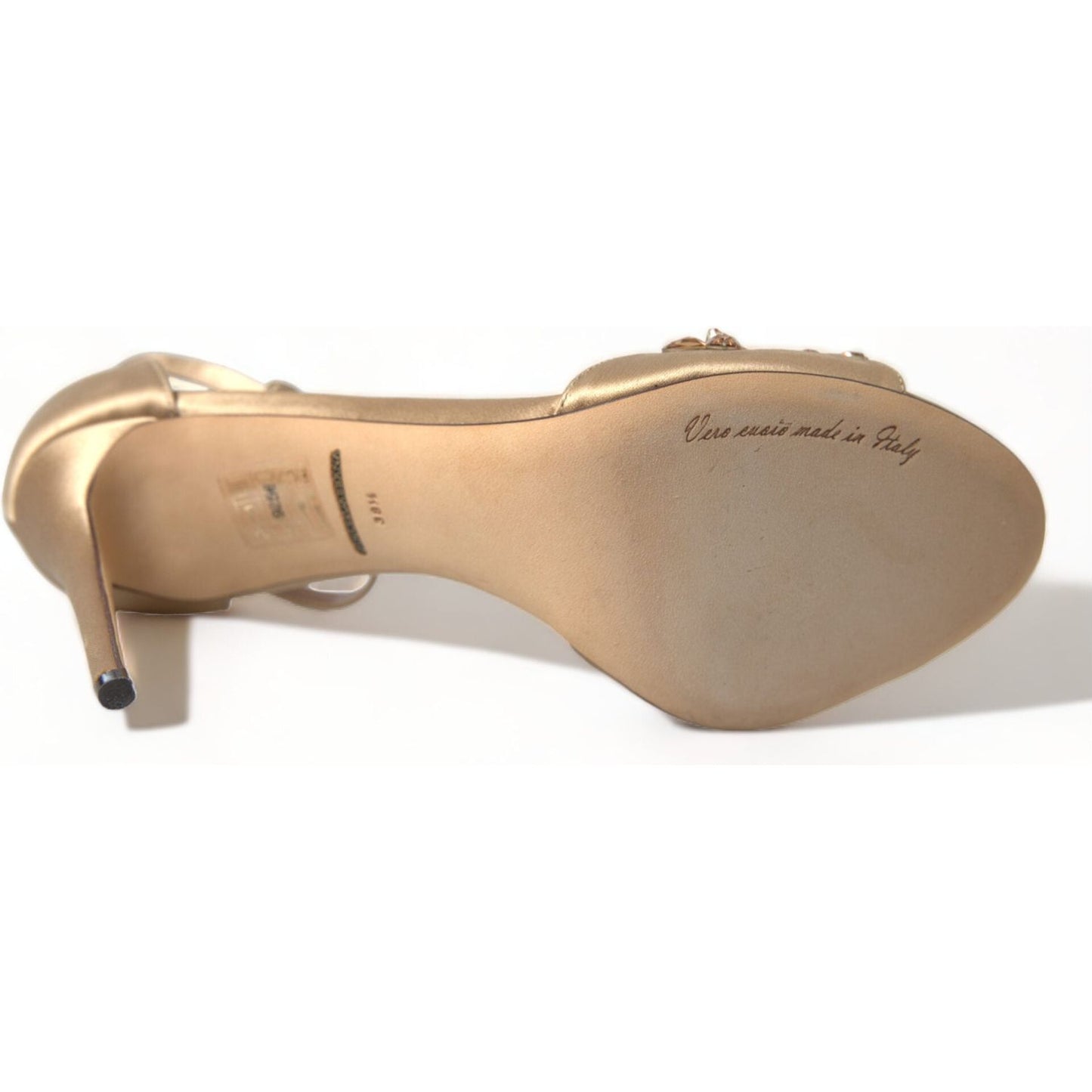 Dolce & Gabbana Crystal Embellished Heel Sandals gold-satin-ankle-strap-crystal-sandals-shoes