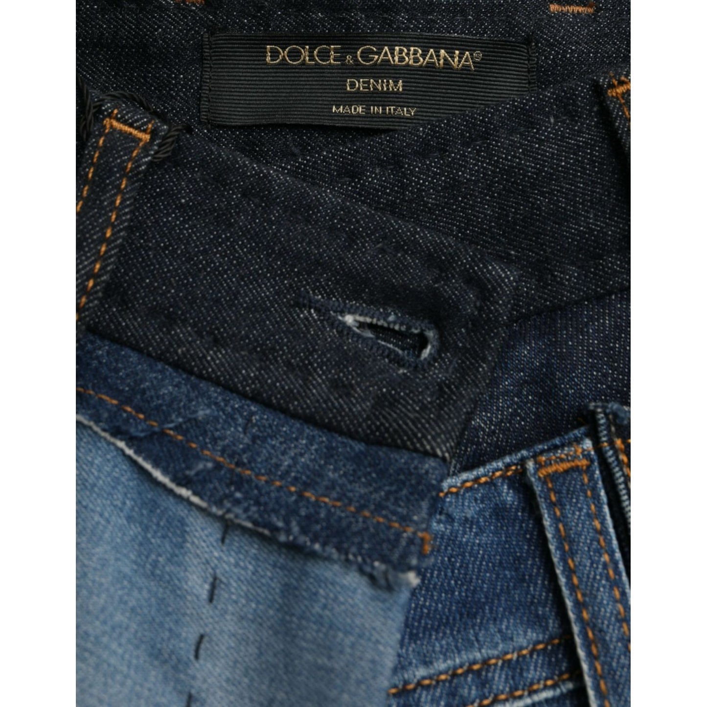 Dolce & Gabbana Blue Patchwork Cotton Denim Hot Pants Short blue-patchwork-cotton-denim-hot-pants-short