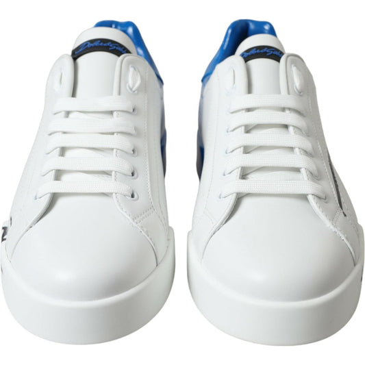 Dolce & Gabbana | Elegant White and Blue Low-Top Sneakers| McRichard Designer Brands   