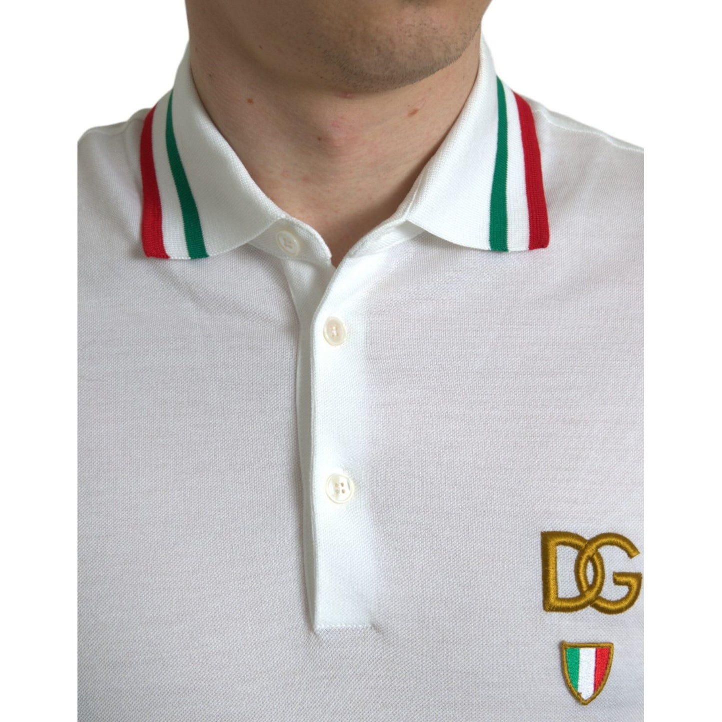 Dolce & Gabbana Elegant White Cotton Polo with Logo Detail elegant-white-cotton-polo-with-logo-detail