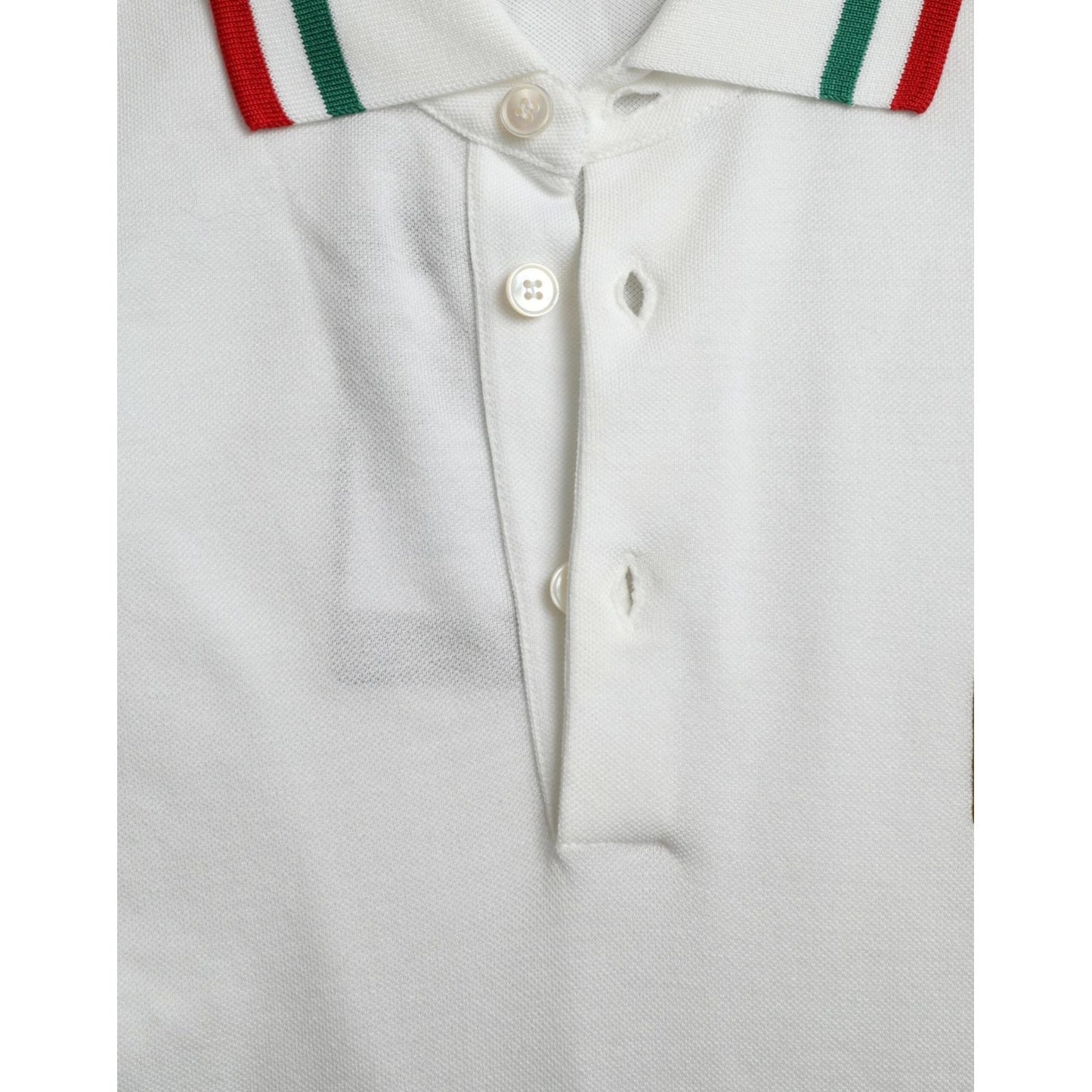 Dolce & Gabbana | Elegant White Cotton Polo with Logo Detail| McRichard Designer Brands   