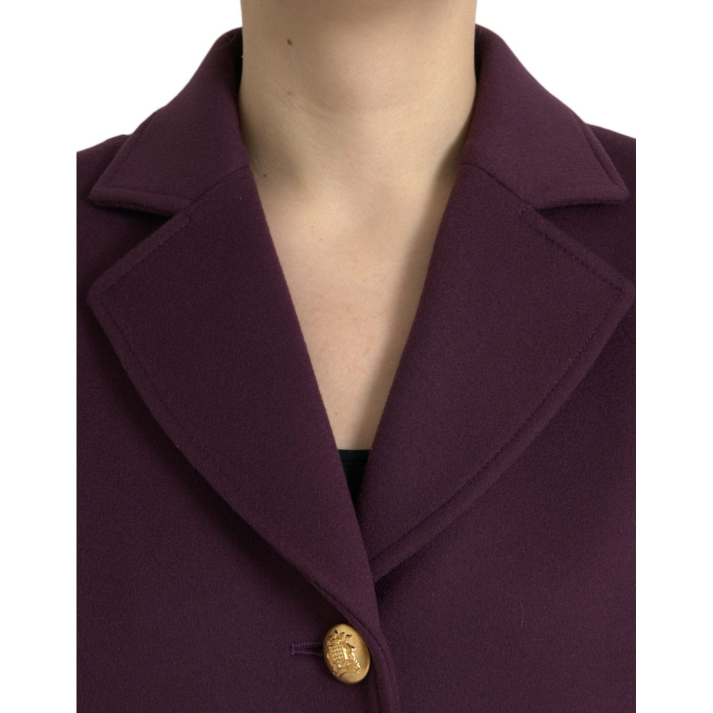 Dolce & Gabbana Elegant Purple Wool-Cashmere Trench Coat elegant-purple-wool-cashmere-trench-coat