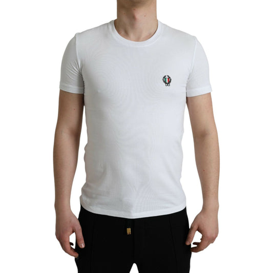 Dolce & GabbanaElegant White Logo Crest TeeMcRichard Designer Brands£189.00