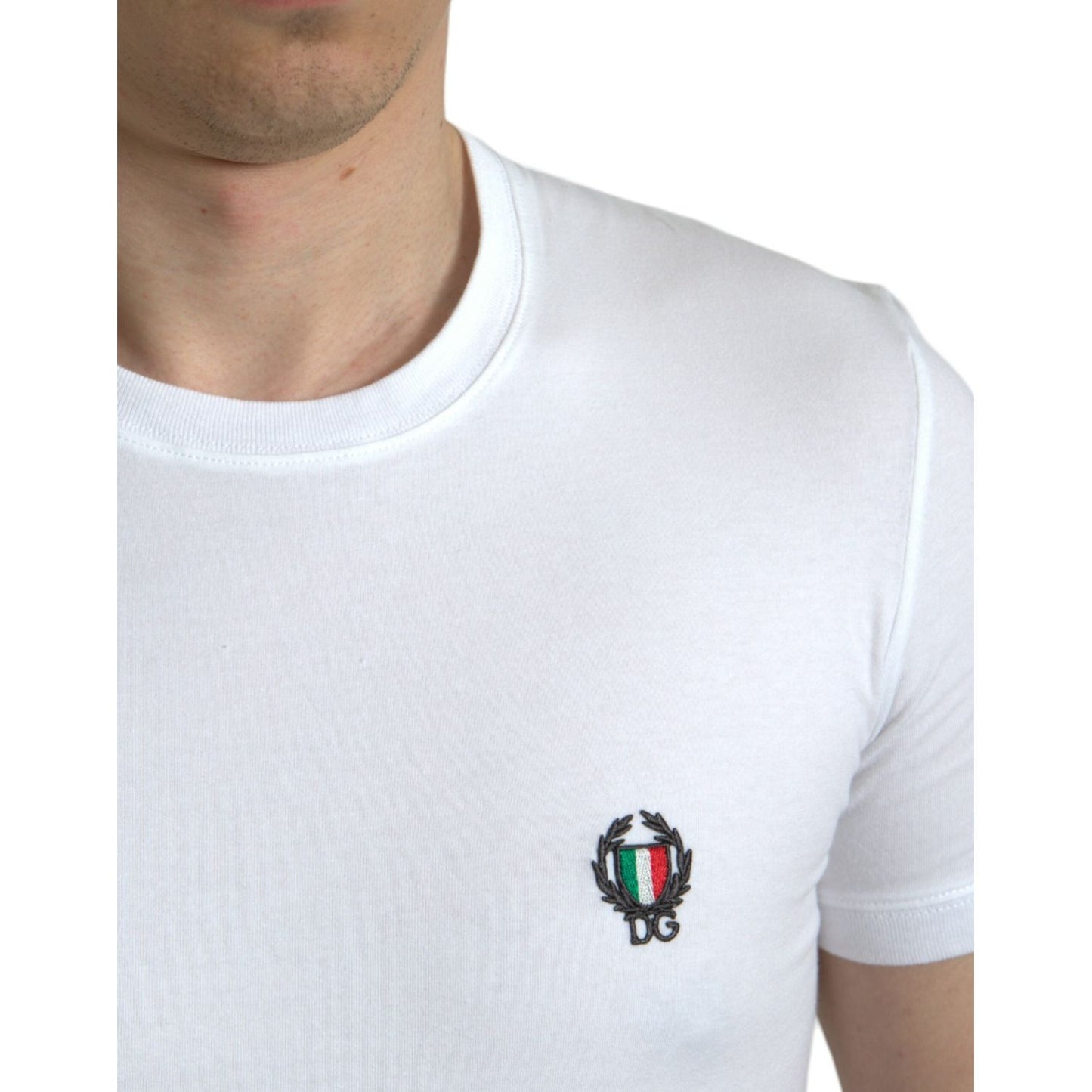 Dolce & Gabbana Elegant White Logo Crest Tee elegant-white-logo-crest-tee