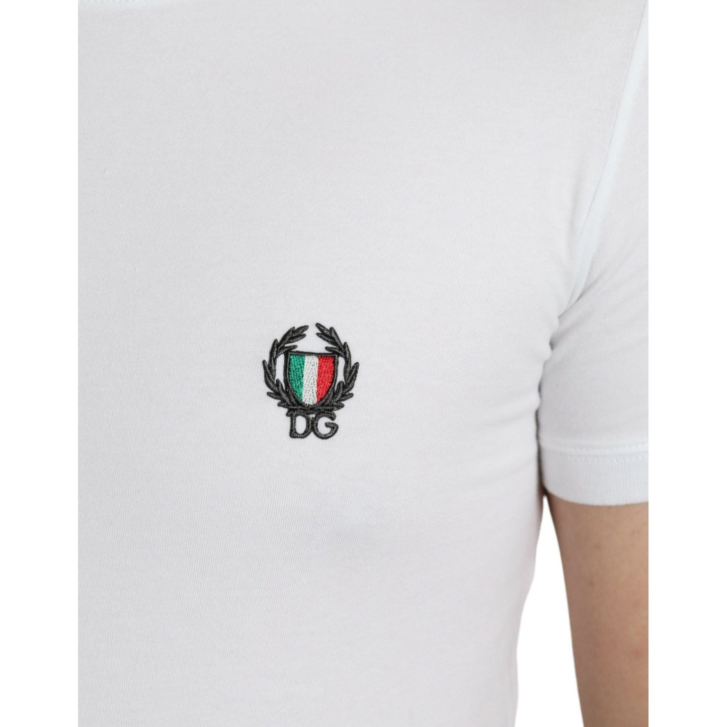 Dolce & Gabbana Elegant White Logo Crest Tee elegant-white-logo-crest-tee
