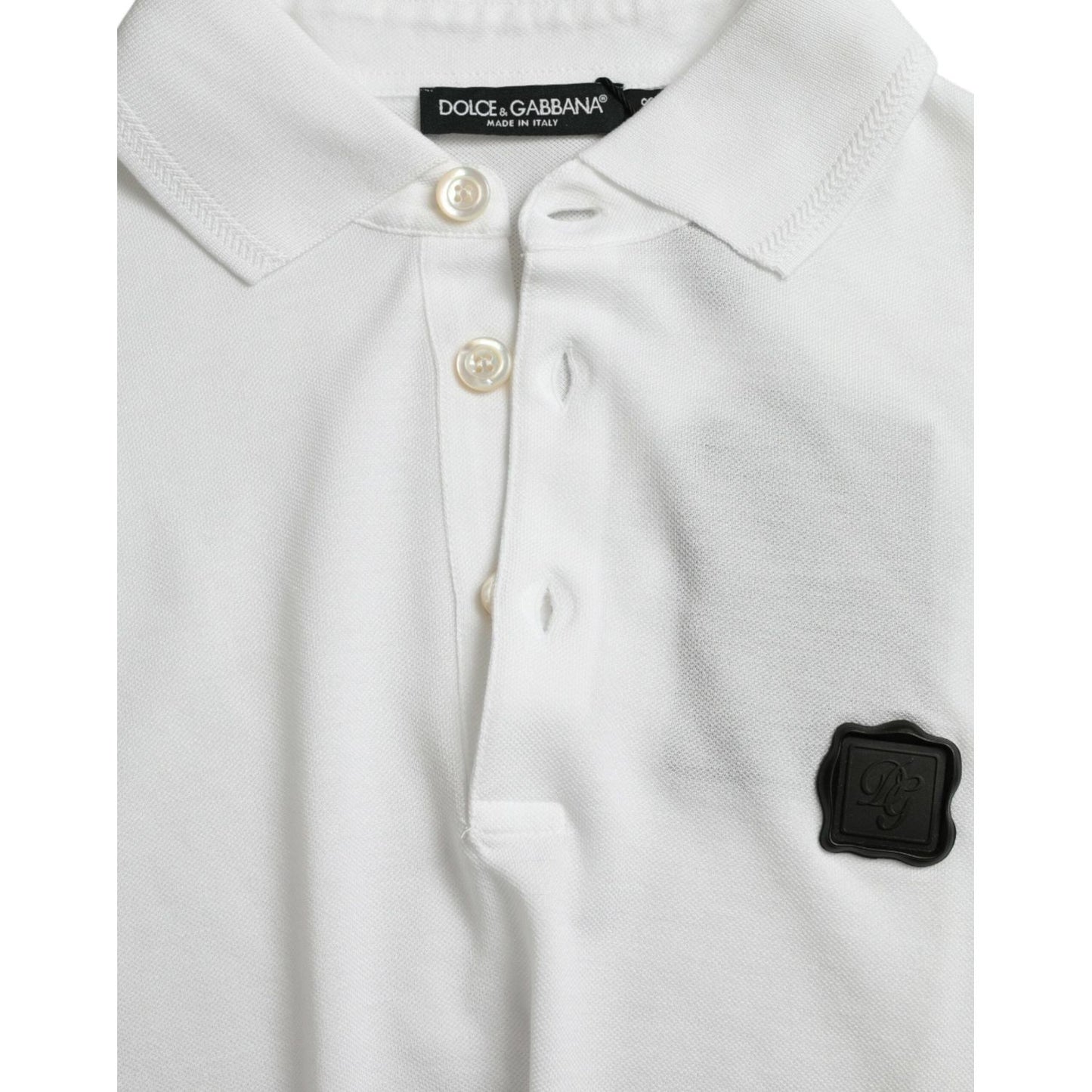 Dolce & Gabbana | Elegant White Cotton Polo T-Shirt| McRichard Designer Brands   