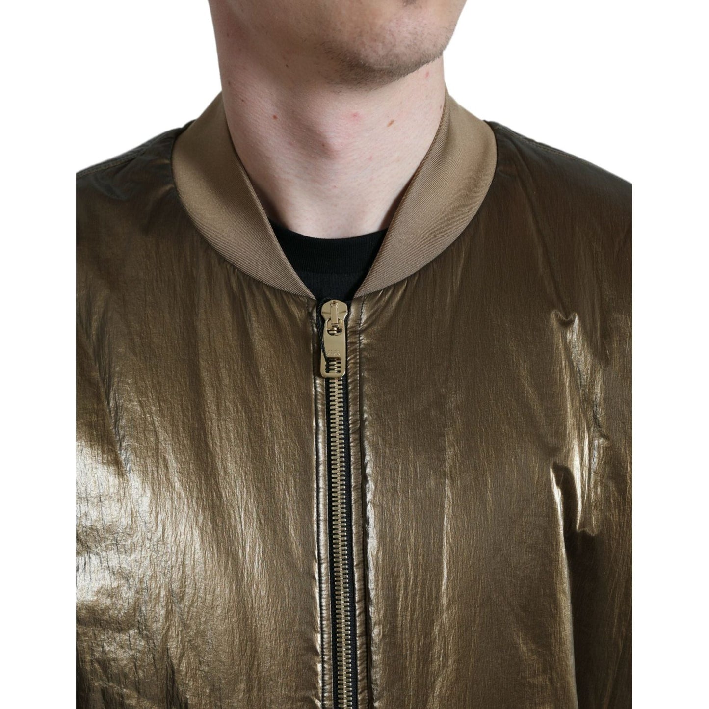 Dolce & Gabbana Elegant Bronze Bomber Jacket bronze-nylon-full-zip-men-bomber-jacket