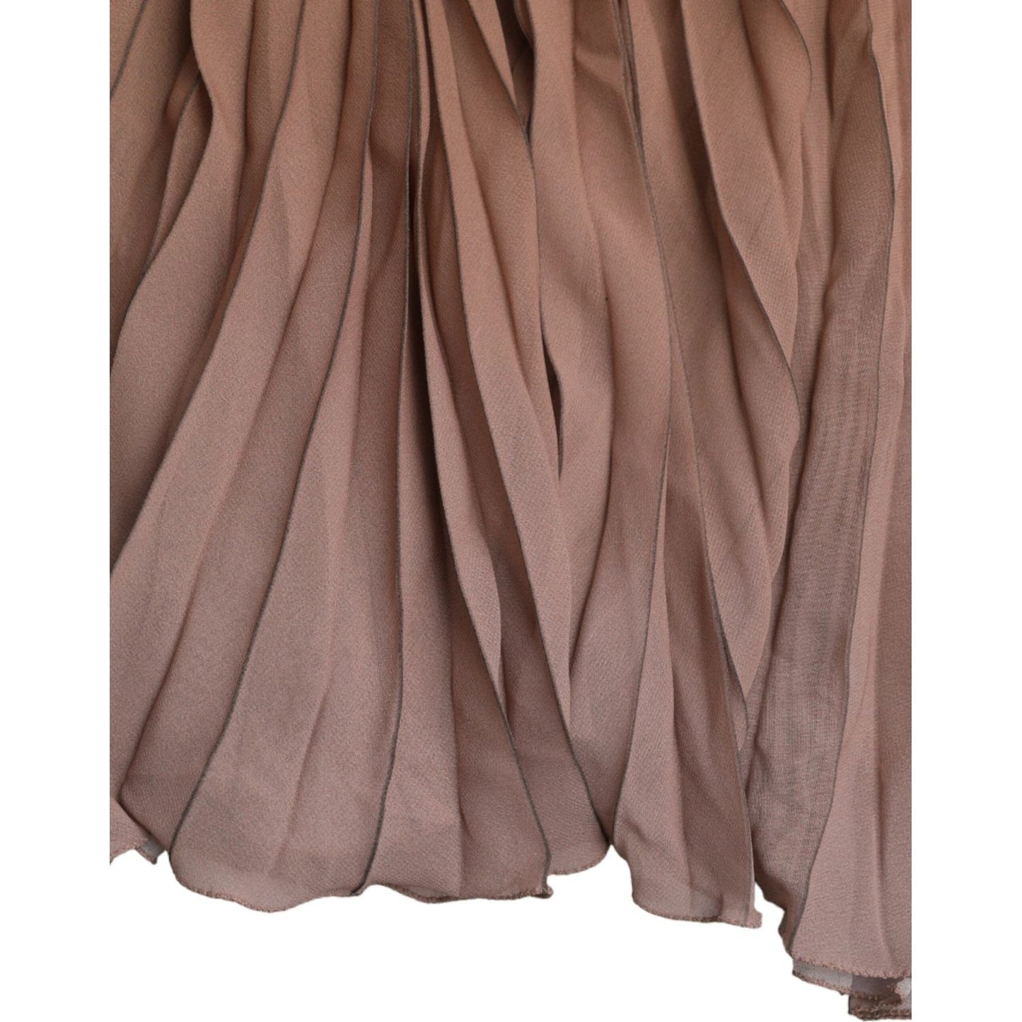 Dolce & Gabbana Brown Polyester Pleated High Waist Midi Skirt brown-polyester-pleated-high-waist-midi-skirt