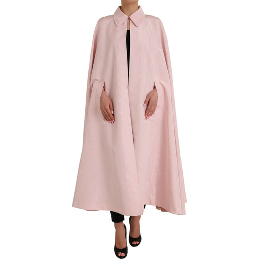 Dolce & Gabbana Light Pink Silk Long Maxi Cape Coat Jacket light-pink-silk-long-maxi-cape-coat-jacket