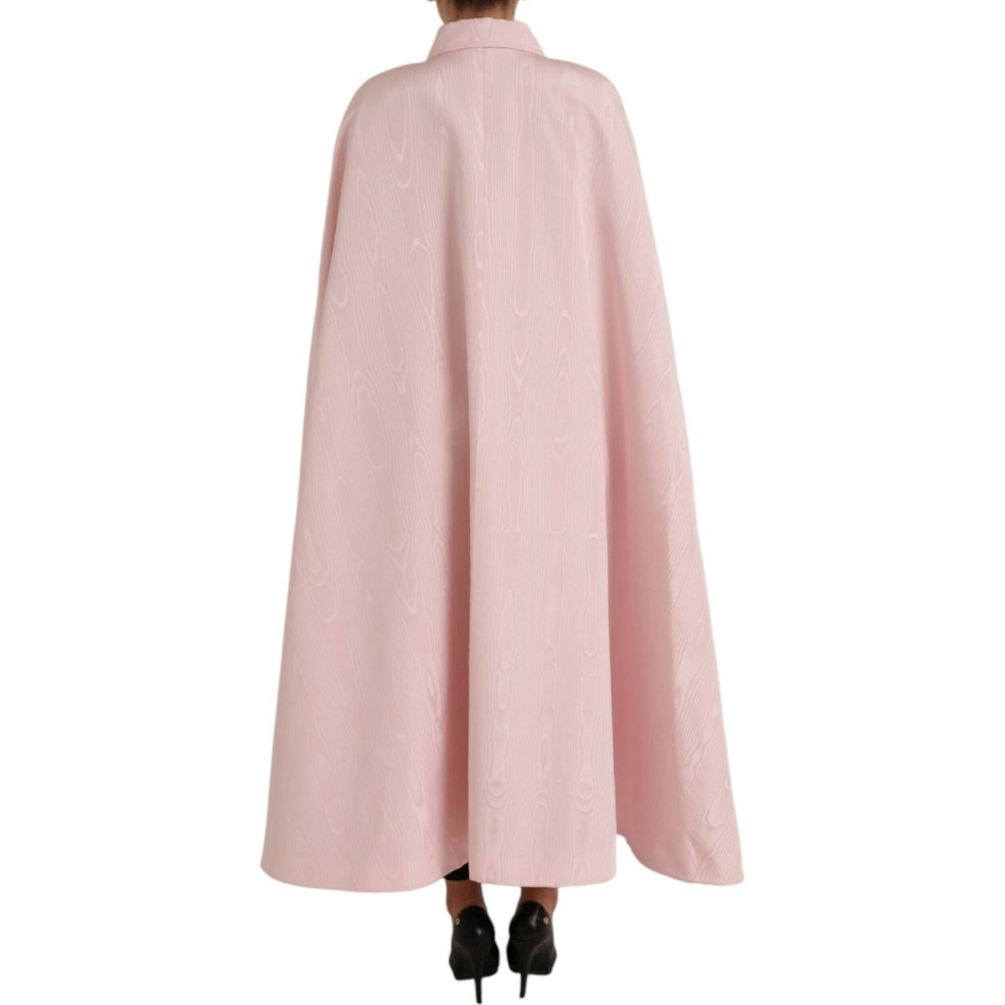 Dolce & Gabbana Light Pink Silk Long Maxi Cape Coat Jacket light-pink-silk-long-maxi-cape-coat-jacket