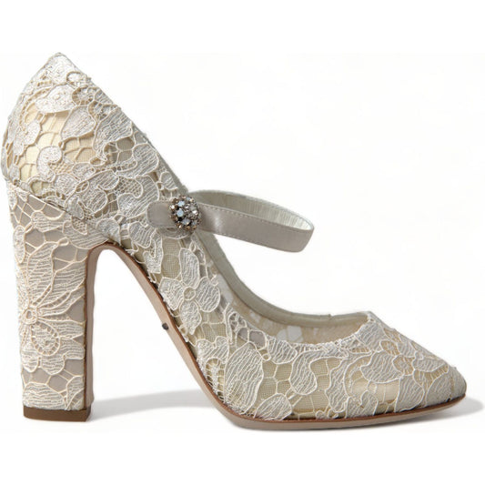 Dolce & GabbanaChic Lace Block Heels Sandals in Cream WhiteMcRichard Designer Brands£569.00