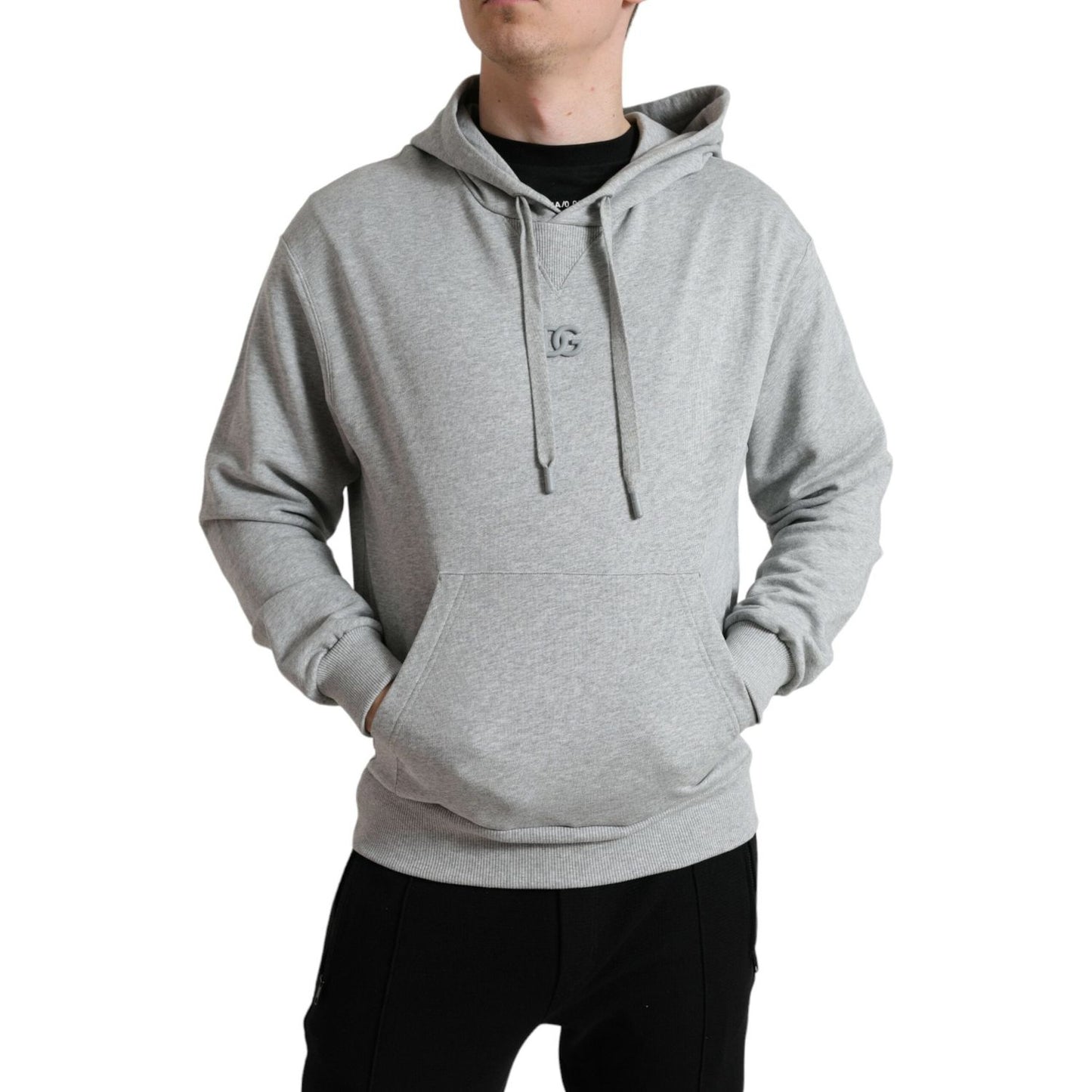 Dolce & Gabbana Chic Gray Logo Hooded Cotton Sweater gray-cotton-logo-hooded-sweatshirt-sweater