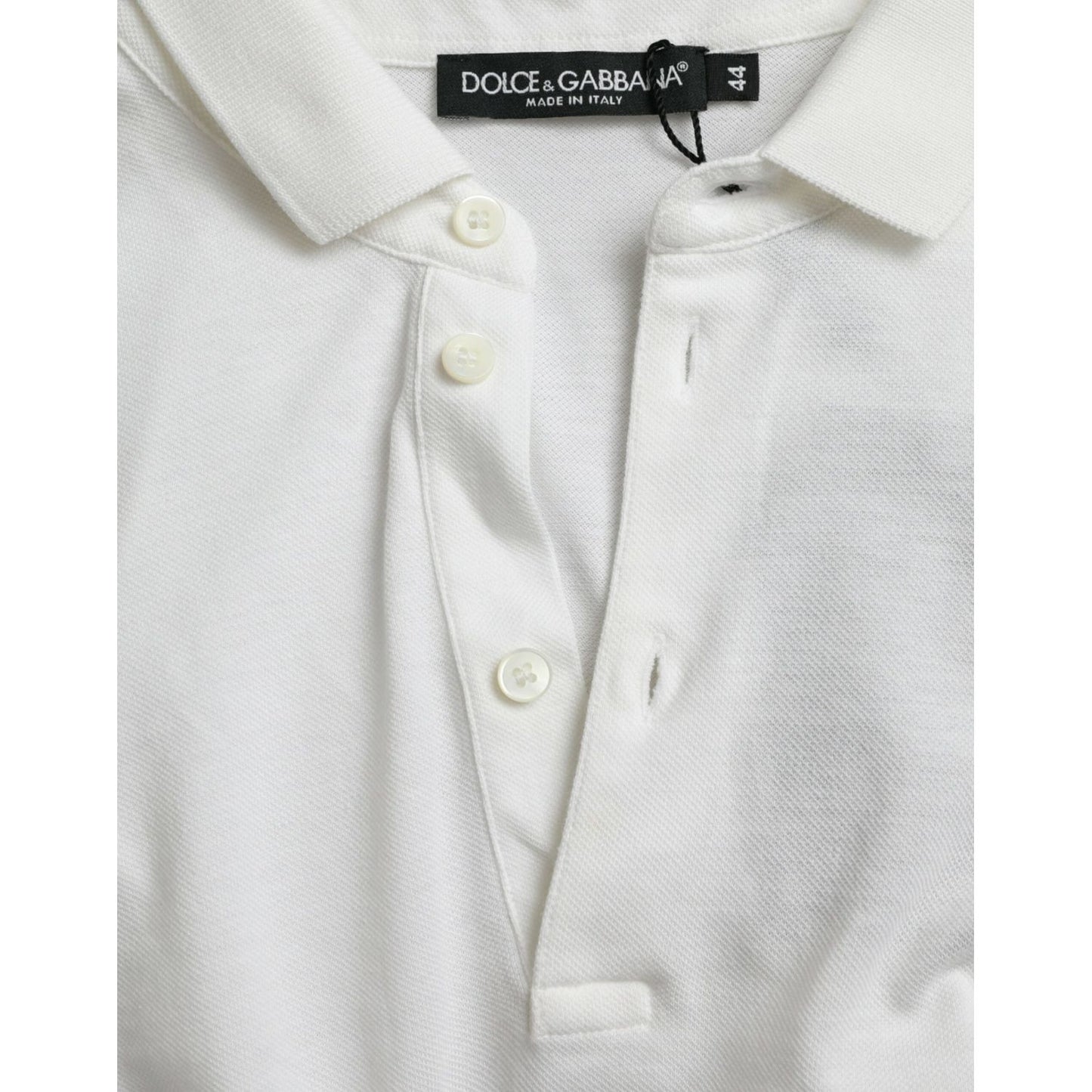 Dolce & Gabbana | Crown Embroidered White Cotton Polo| McRichard Designer Brands   