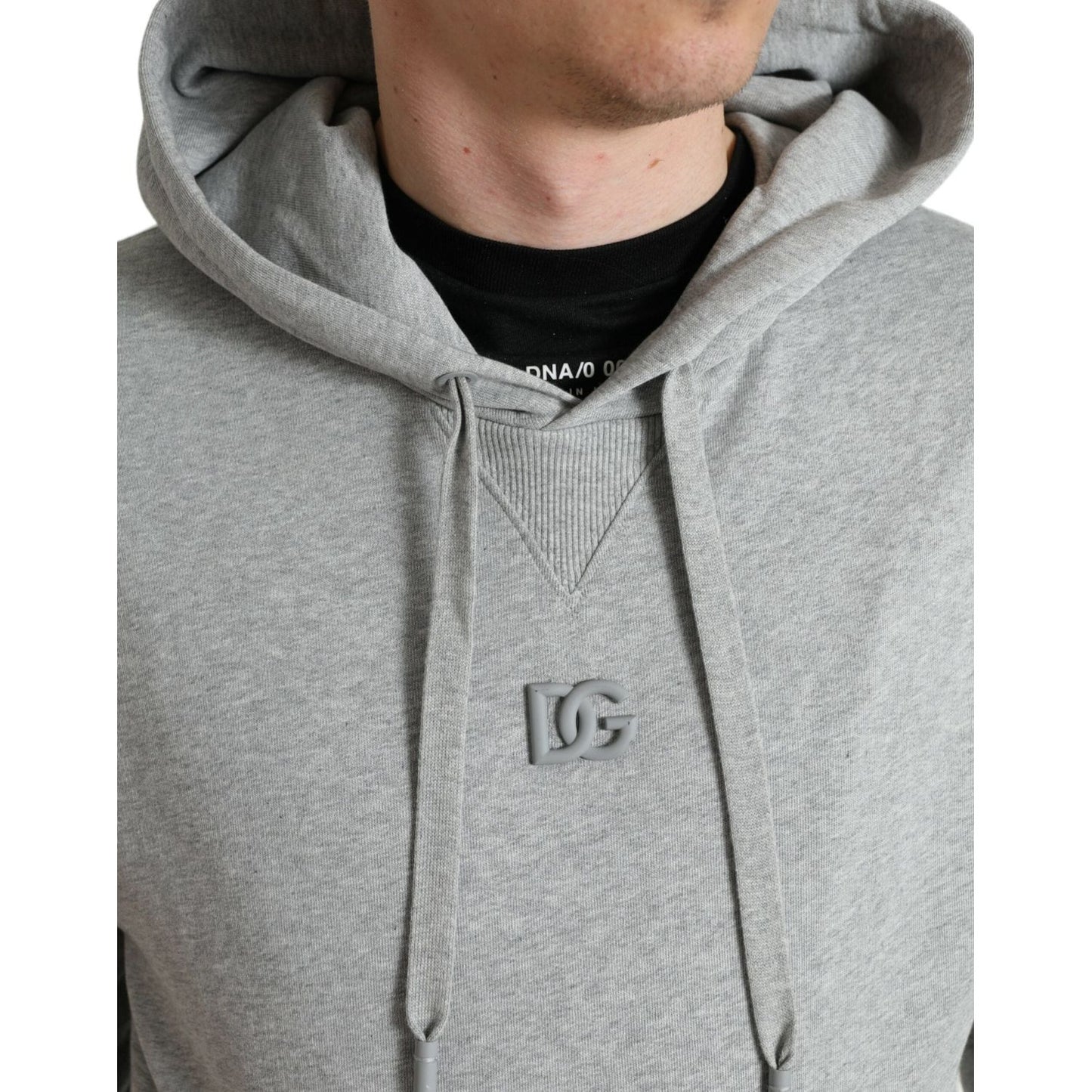 Dolce & Gabbana Chic Gray Logo Hooded Cotton Sweater gray-cotton-logo-hooded-sweatshirt-sweater
