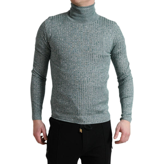Dolce & Gabbana | Elegant Green Turtleneck Pullover Sweater| McRichard Designer Brands   