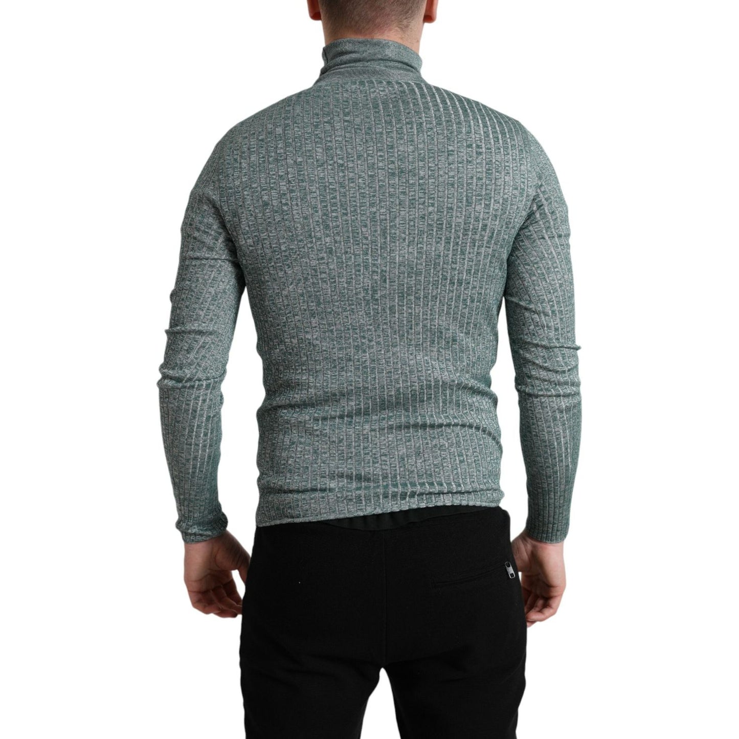 Dolce & Gabbana | Elegant Green Turtleneck Pullover Sweater| McRichard Designer Brands   