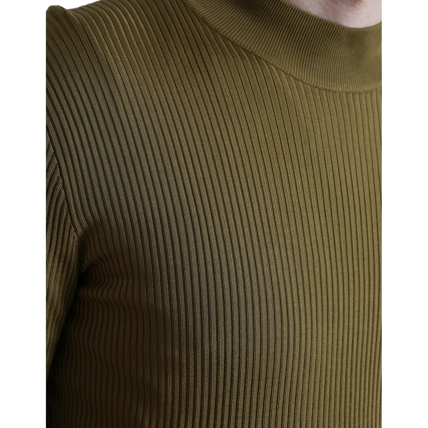 Dolce & Gabbana | Army Green Viscose Crew Neck Sweater| McRichard Designer Brands   