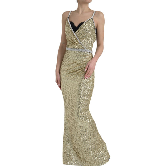 Dolce & GabbanaGolden Sequin Evening Dress with Silk Blend LiningMcRichard Designer Brands£5399.00